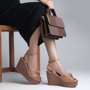 Women's Open Toe Slingback Ankle Strap Wedge Heel Sandals